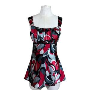 VTG 90s Satin Ruched Babydoll Grunge Y2K Tie Back Tank Top